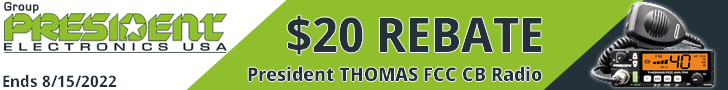 $20 Rebate on the President THOMAS FCC CB Radio!