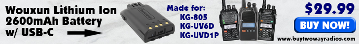Wouxun Lithium Ion 2600mAh Battery w/ USB-C for KG-805 / KG-UVD1P / KG-UV6D
!